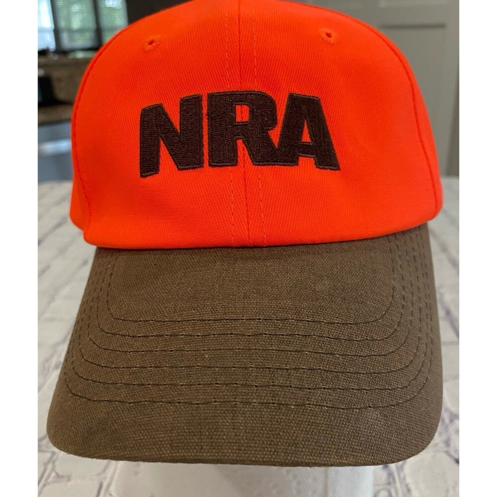 NRA Cap Hat Unisex Adjustable Strap Color Safety Orange Embroidered Logo